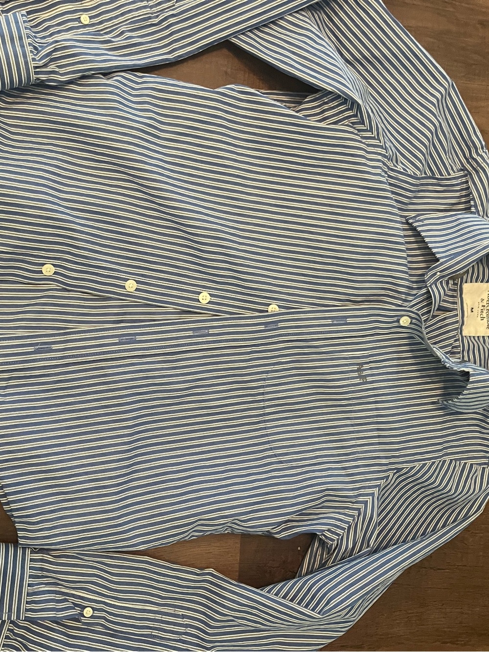 Abercrombie & Fitch Blue and White Striped Dress Shirt